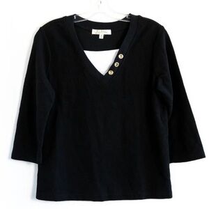 NWOT black white basic top 3/4 sleeve cotton comfy Tradition loungewear work